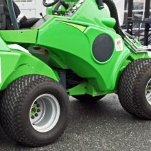 Driving a Tent OX machine, here pictured with available turf tires, makes for a comfortable, low-impact ride that won’t damage finely manicured lawns or playing fields.